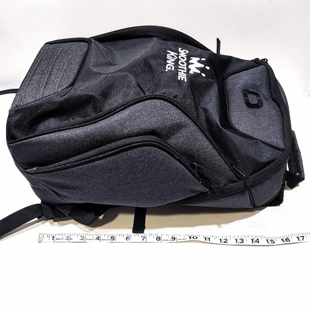 OGIO Hatch Laptop Backpack Black Charcoal Gray Embroidered Smoothie King Logo